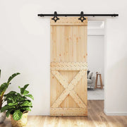 Porta scorrevole Naturale e Nero 80 x 210 cm