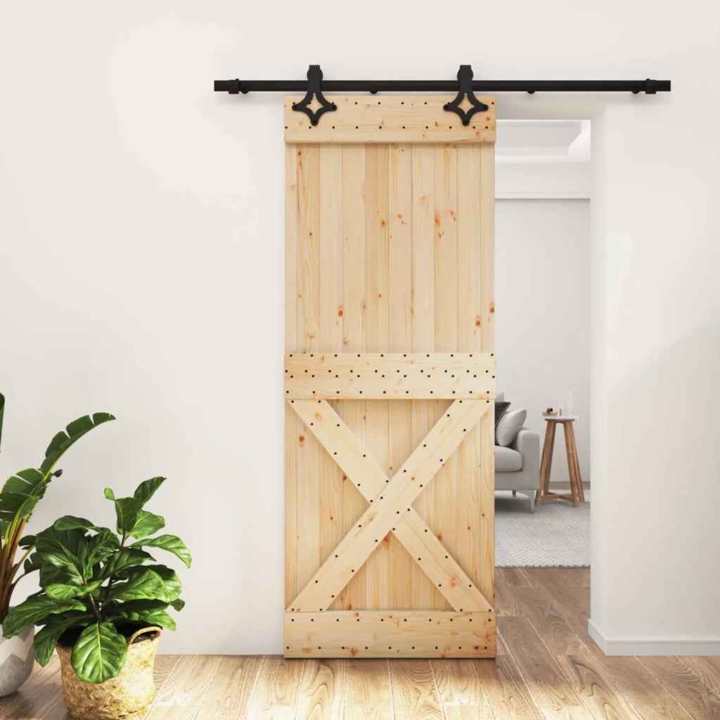 Porta scorrevole Naturale e Nero 80 x 210 cm