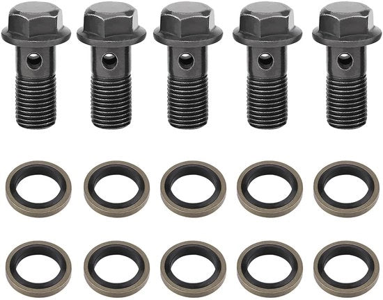 Set di rimorchiamento per motocicletta da 5 pezzi - M10x1,25mm - Rimbocchi per motocicletta - Cilindri di freno principale - Anelli di serraggio - In acciaio inox e corrosione resistente