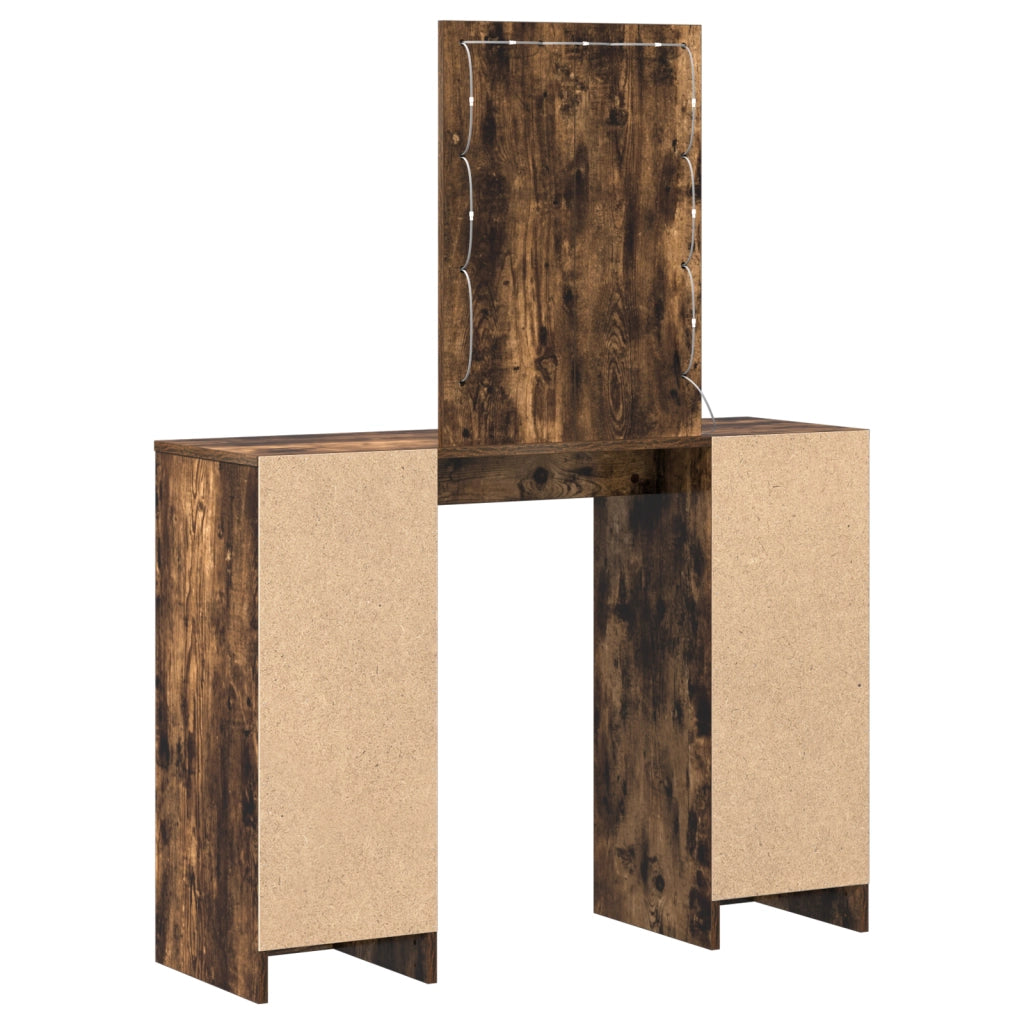 Toeletta con Luci LED Rovere Affumicato 102x33x135 cm