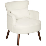 Poltrona imbottita con braccioli e cuscino lombare ¨C zephmum ¨C crema, tessuto, gambe in legno