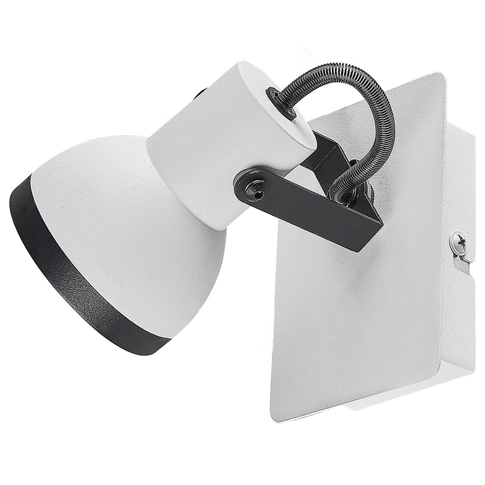 Set di 2 Lampade da parete in metallo bianco e nero 1 luce a con paralume a faretto