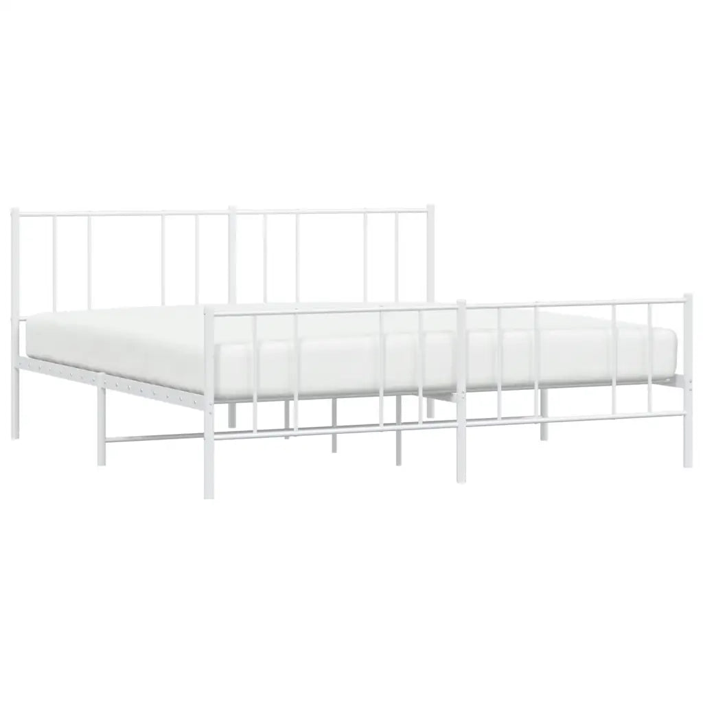 Giroletto con Testiera e Pediera-Struttura Letto Metallo Bianco 193x203 cm 780542