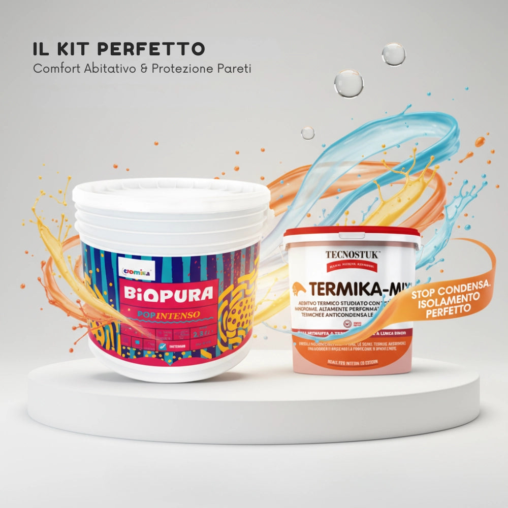 Kit pittura colorata pop intenso 2,5 l e additivo anticondensa termika-mix tecnostuk 1 l *** colore- verde flash 2,5 ...