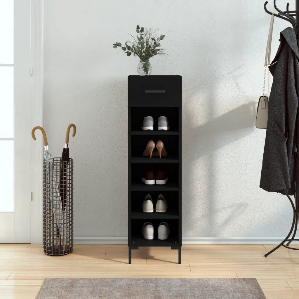 Scarpiera Nera 30x35x105 cm in Legno Multistrato