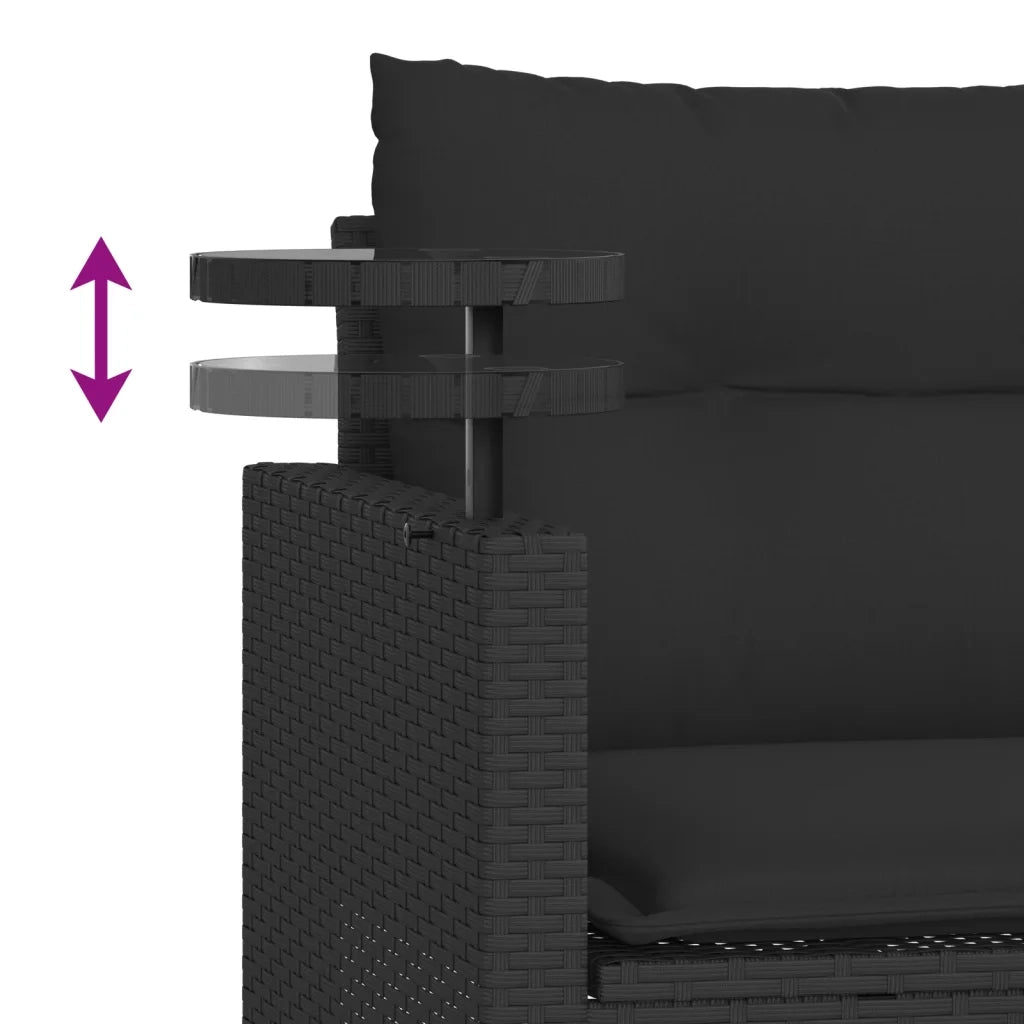 vidaXL Set Divani da Giardino 3 pz con Cuscini in Polyrattan Nero