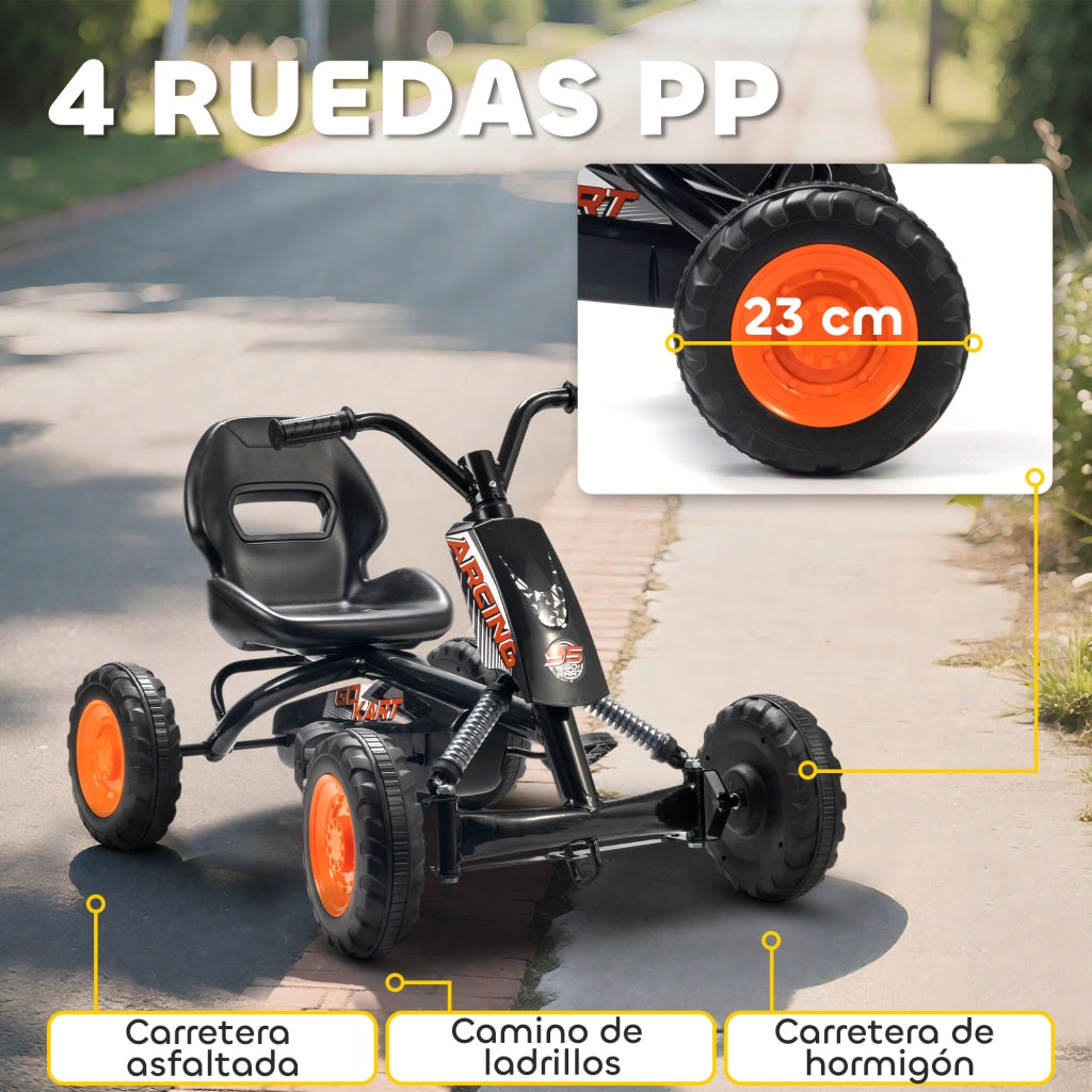 Go Kart Pedales per Bambini ¨C zephmum ¨C Acciaio, Nero, 30 kg, 2-5 Anni