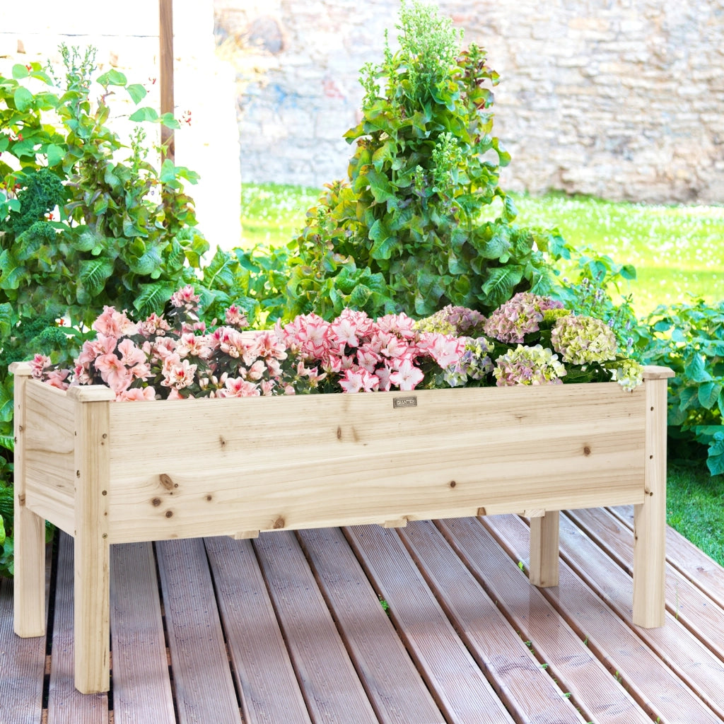 Fioriera rialzata in legno di abete, Kit di legno per giardino per verdure erbe e fiori 120x43,5x51cm-Fioriere