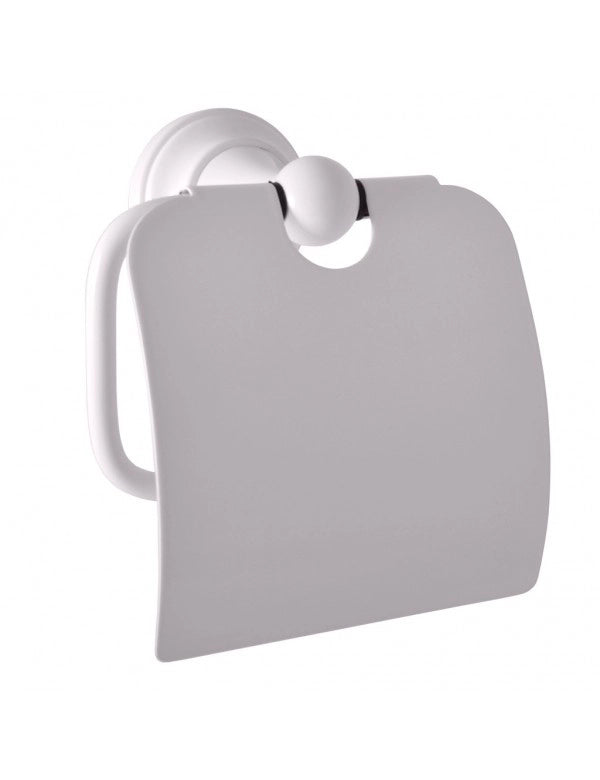 Porta carta igienica retrò MORAVA in ottone bianco 13,65x 7,85 x14,55 cm