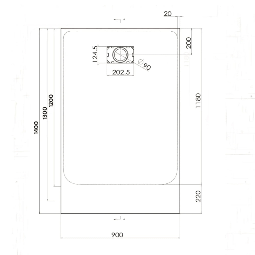 Piatto Doccia 90x120x2 6 cm Tortora Effetto Pietra mod. Strong