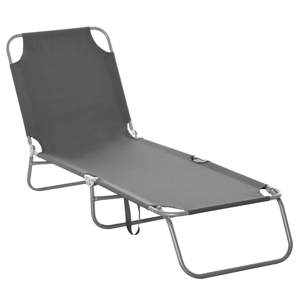 Lettino da giardino pieghevole ¨C zephmum ¨C Grigio, metallo e poliestere