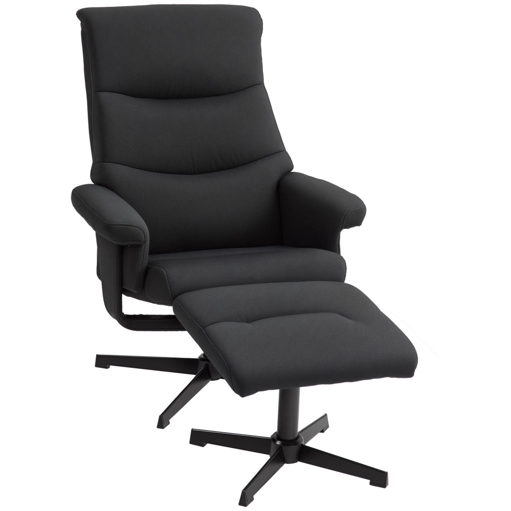 Poltrona girevole con poggiapiedi, dondolo, velluto, nero ¨C zephmum ¨C 150 kg
