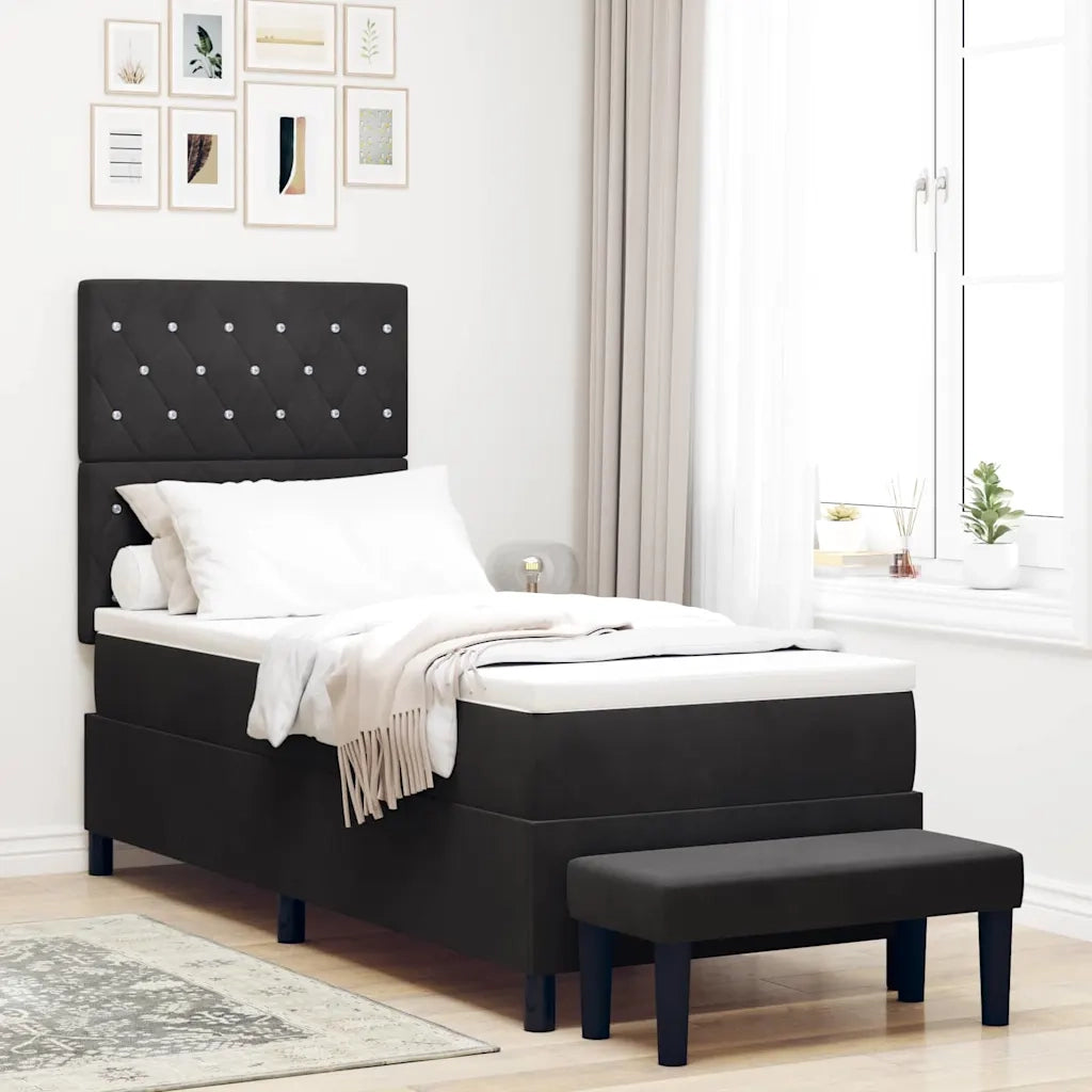 Letto a molle con materasso Nero 80 x 200 cm Velluto 3344410