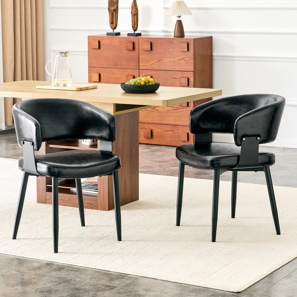 Sedia da Pranzo con Braccioli e Schienale Ergonomico in PU Nero 96 × 59.5 × 40 cm