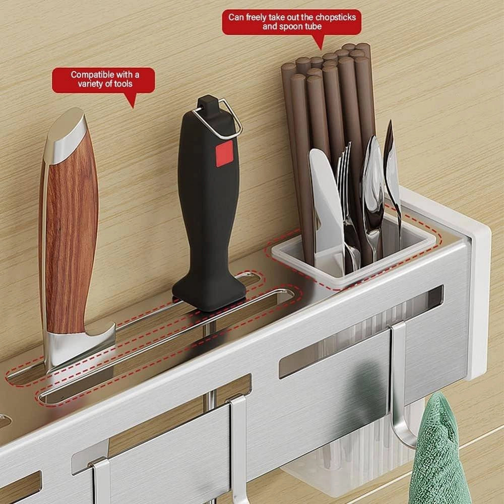 Trade Shop - Portacoltelli Da Parete Multifunzione Portautensili Oggetti Da Cucina Organizer -