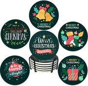 Set di sostegni per Natale da 6, sostegni ceramici con maniglia, sostegni ceramici a stile marmo con maniglia, sostegni assorbenti, da utilizzare per tazze, vasi, candele, bar e tavoli (colori di Natale)