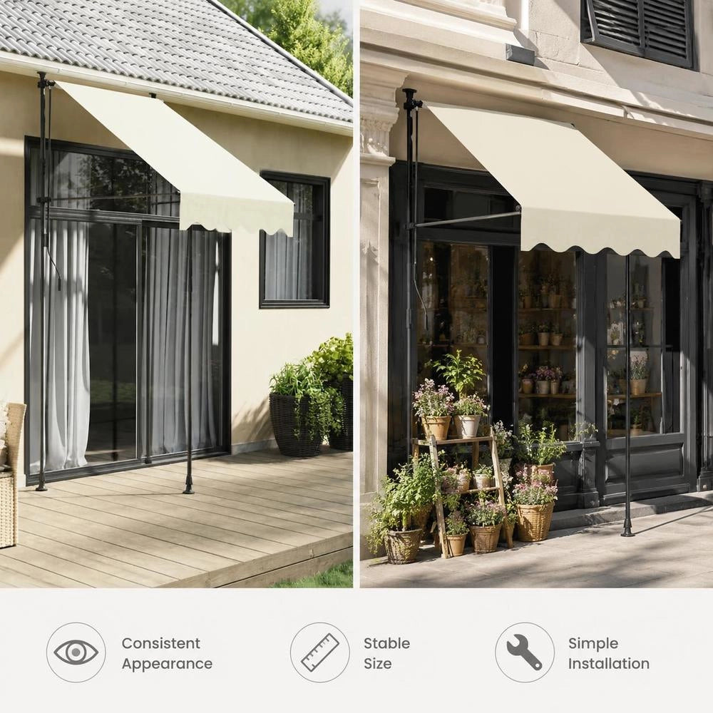 Retractable Awning, Cream, 100x150 Cm, Fabric And Steel