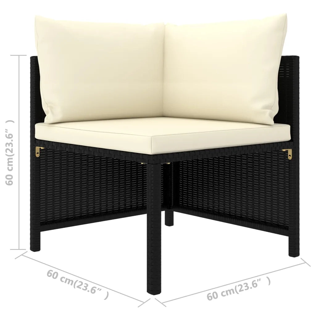 Set Divani da Giardino 9 pz con Cuscini in Polyrattan Nero cod mxl 40491