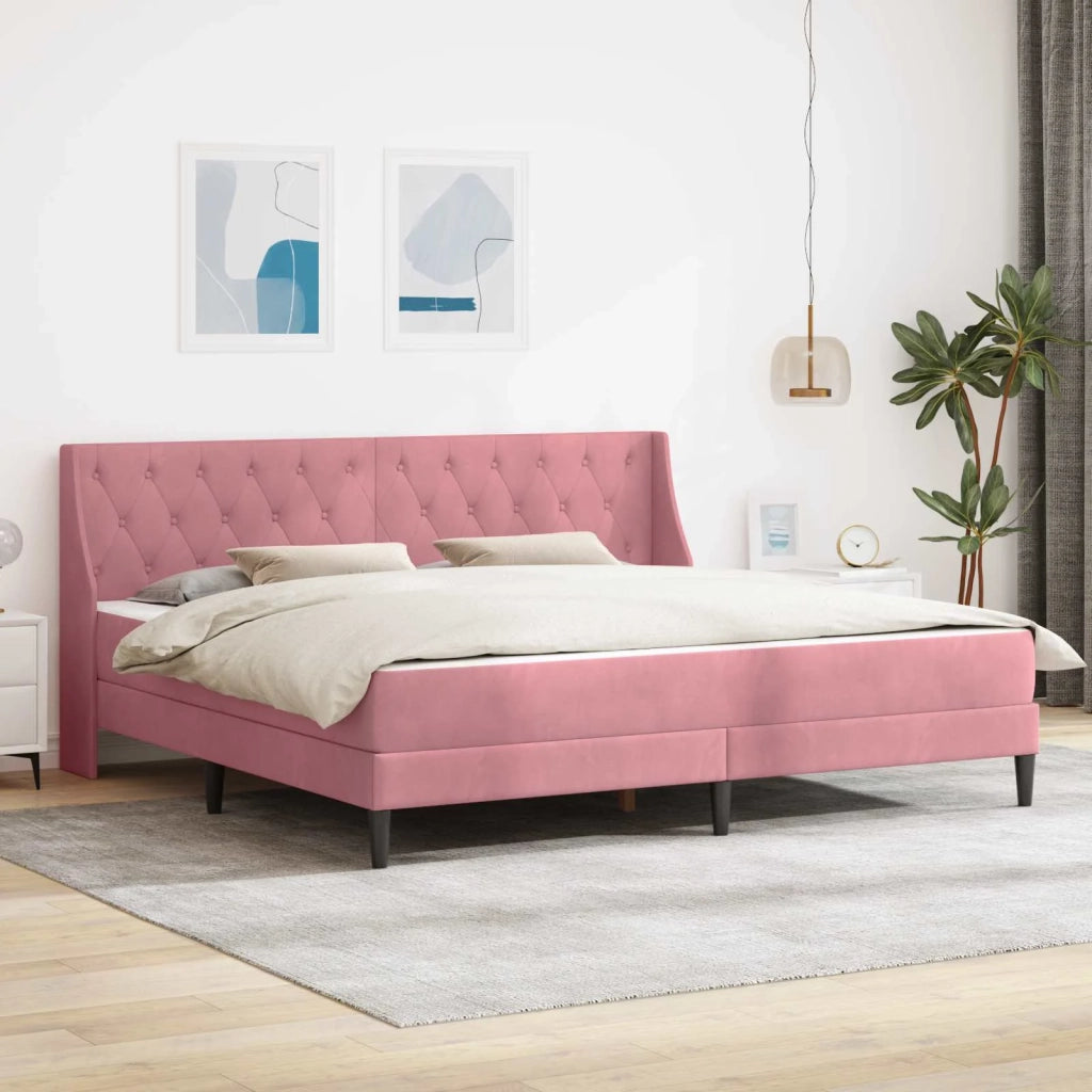 Struttura letto con materasso Rosa 200 x 200 cm Velluto