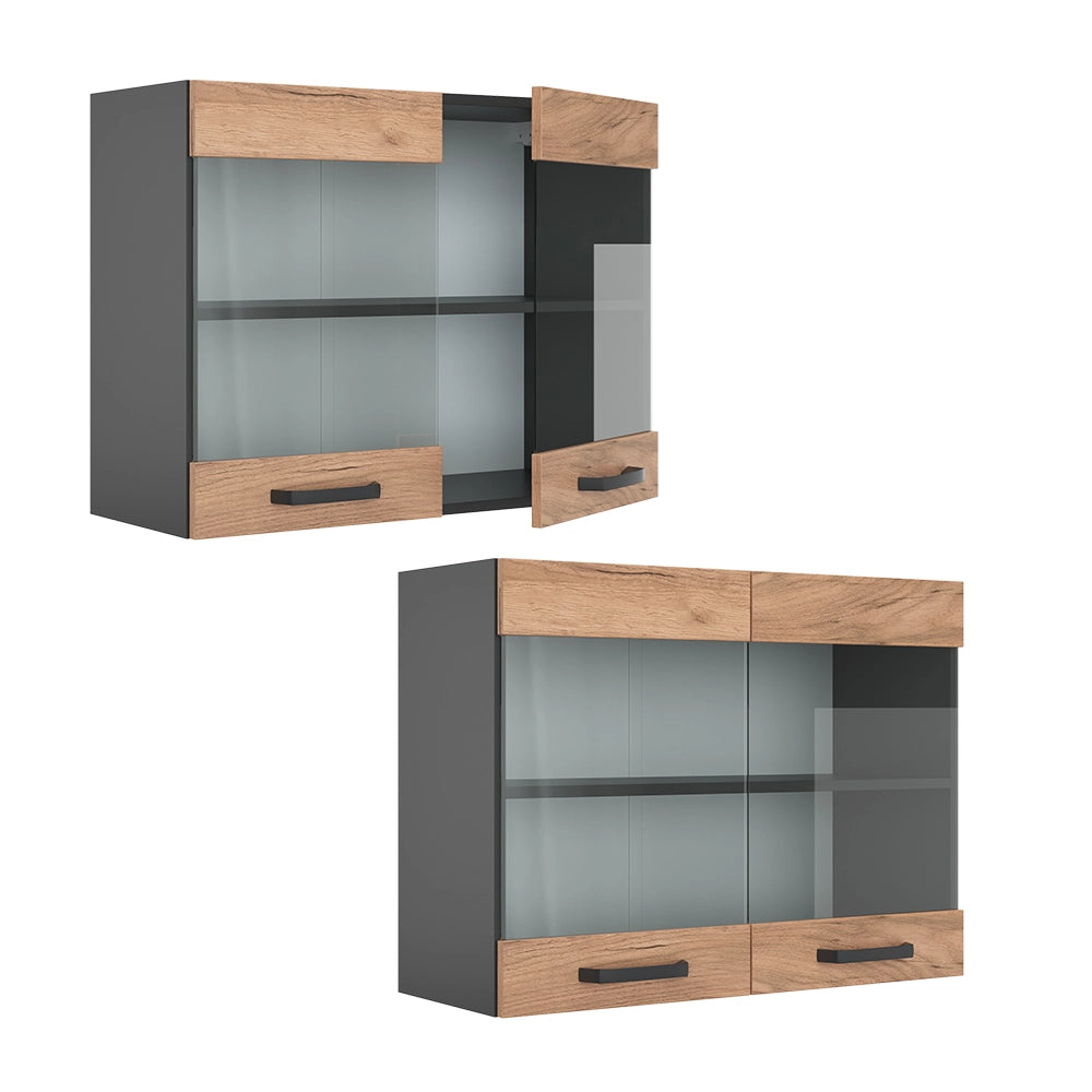 Vicco Mobile da cucina in vetro Quercia dorata 80 cm