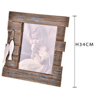 Set 2 Porta Foto Legno con Pesci 32x3x34 cm