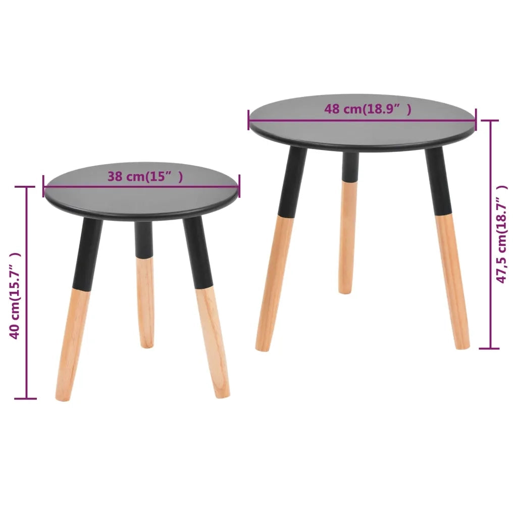 Set Tavolini 2 pz in Legno Massello di Pino Neri 244735