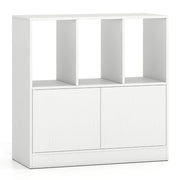 Libreria a 3 ripiani con armadio contenitore e moderno ripiano espositivo in legno composito bianco 20_0017286