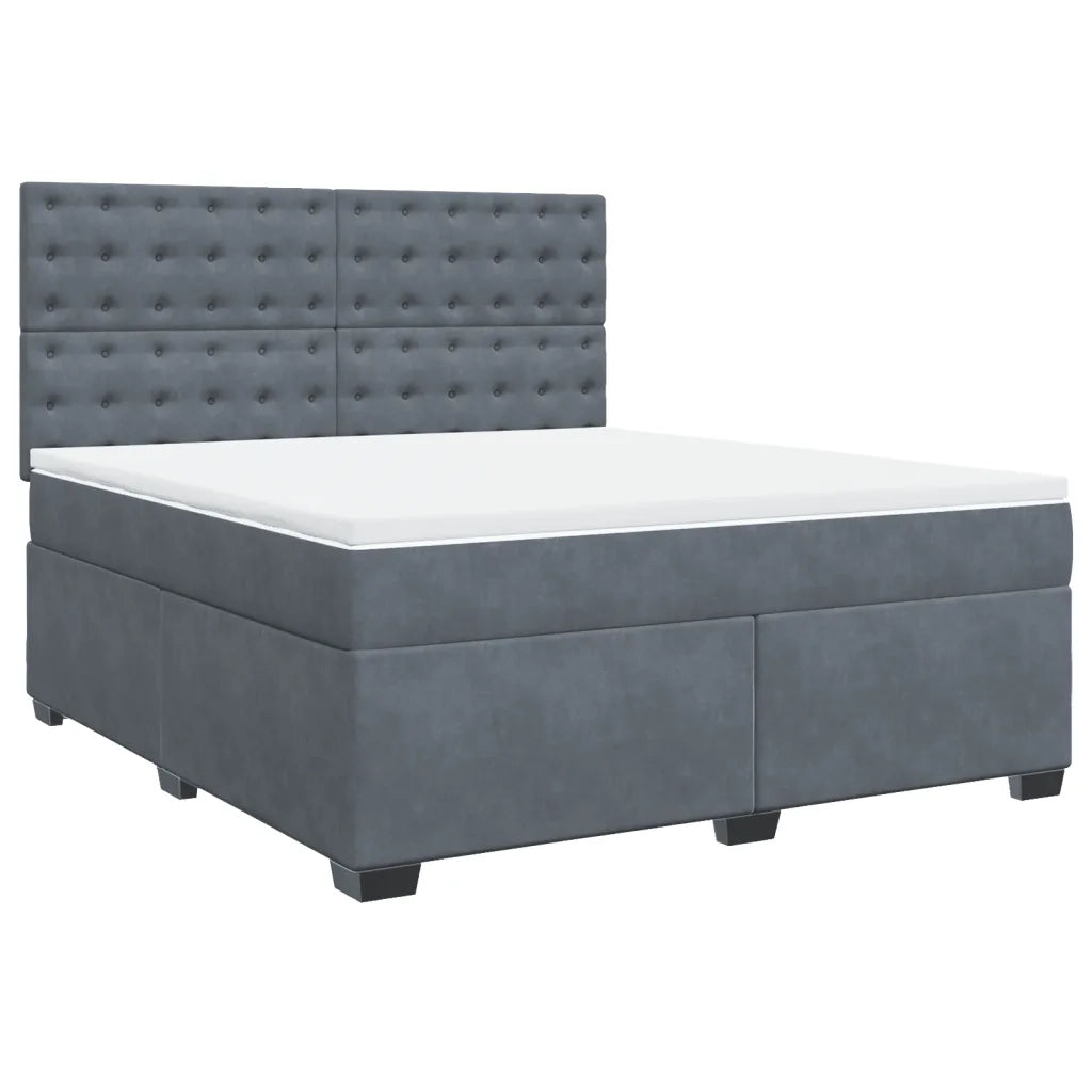 Giroletto a Molle con Materasso Grigio Scuro 180x200 cm Velluto 3290991