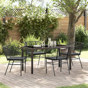 Set da Pranzo da Giardino in 5 Pezzi con Cuscini in Polyrattan Nero