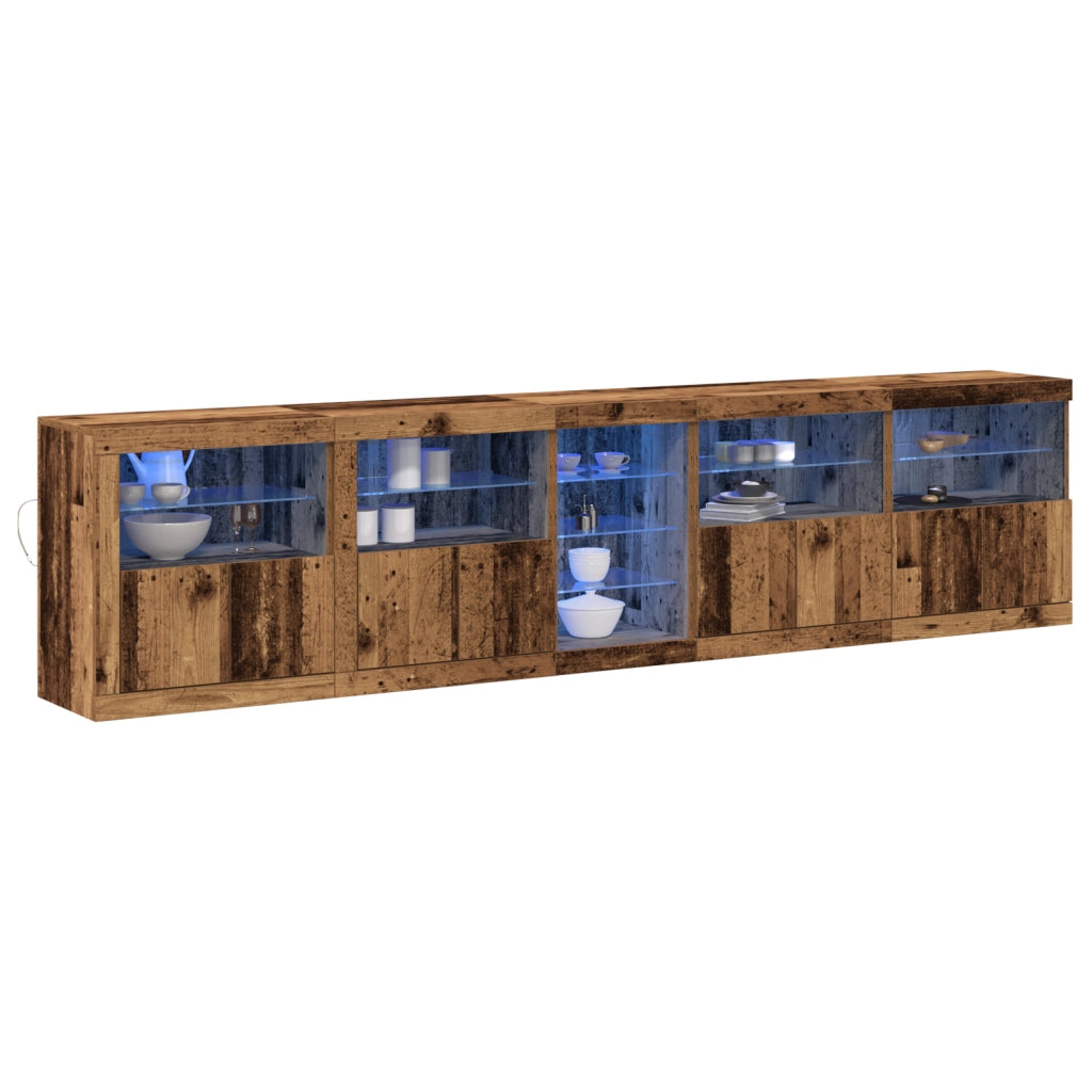 Credenza con luci LED Legno vecchio 283x37x67 cm Legno ingegnerizzato