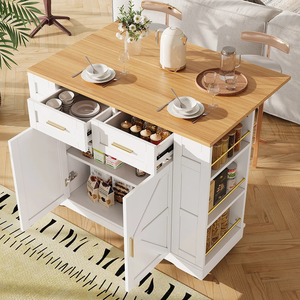 Isola cucina - Xylo - tavolo estensibile venatura legno bianco