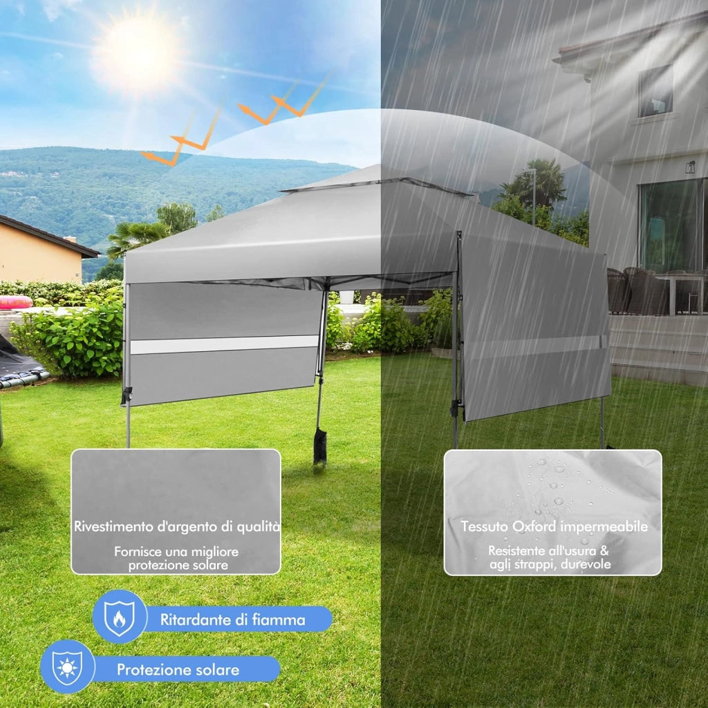 Gazebo Pieghevole da Giardino 3 x 3 m, Gazebo da Esterno con Design a Doppia Tenda, Design Pop Up e 4 Sacchetti di sabbia, Altezza Regolabile, Ideale per Feste, Giardino e Spiaggia (Bianco)