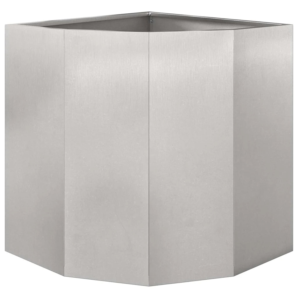 Vaso d'angolo-Fioriera-Contenitore per Piante Argento 45 x 45 x 50 cm Acciaio inossidabile