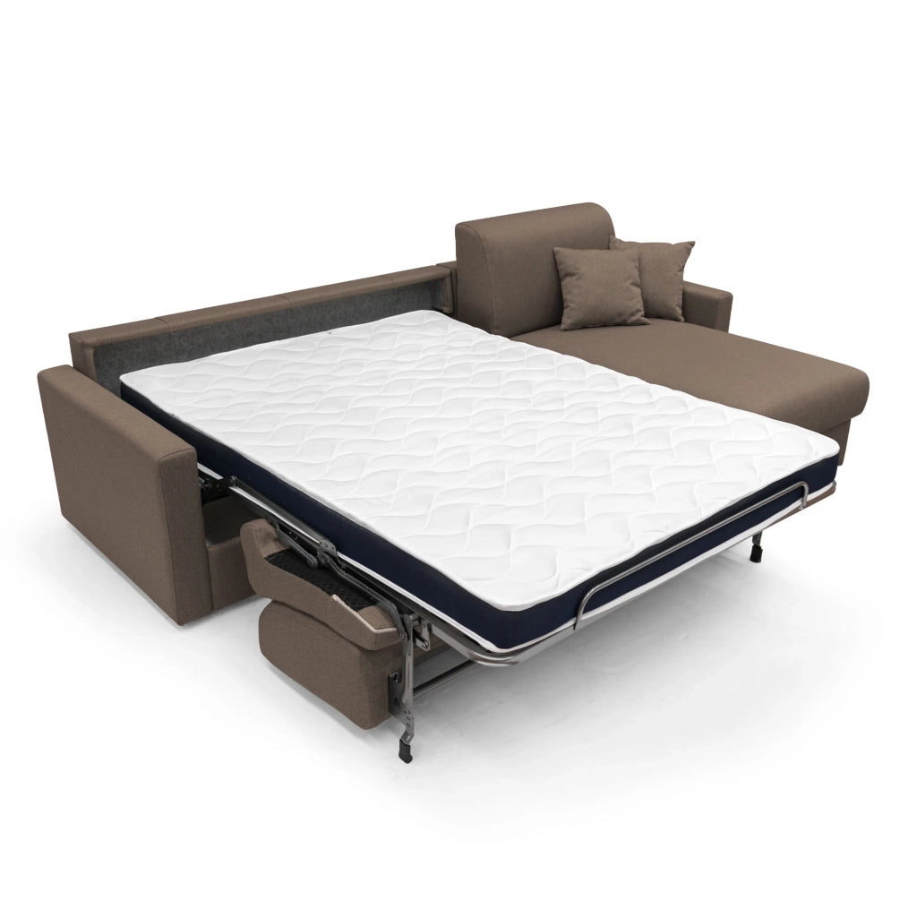 Chris Divano letto angolare 5 posti in tessuto impermeabile T13 248 cm Destro (mat. 120x197) marrone