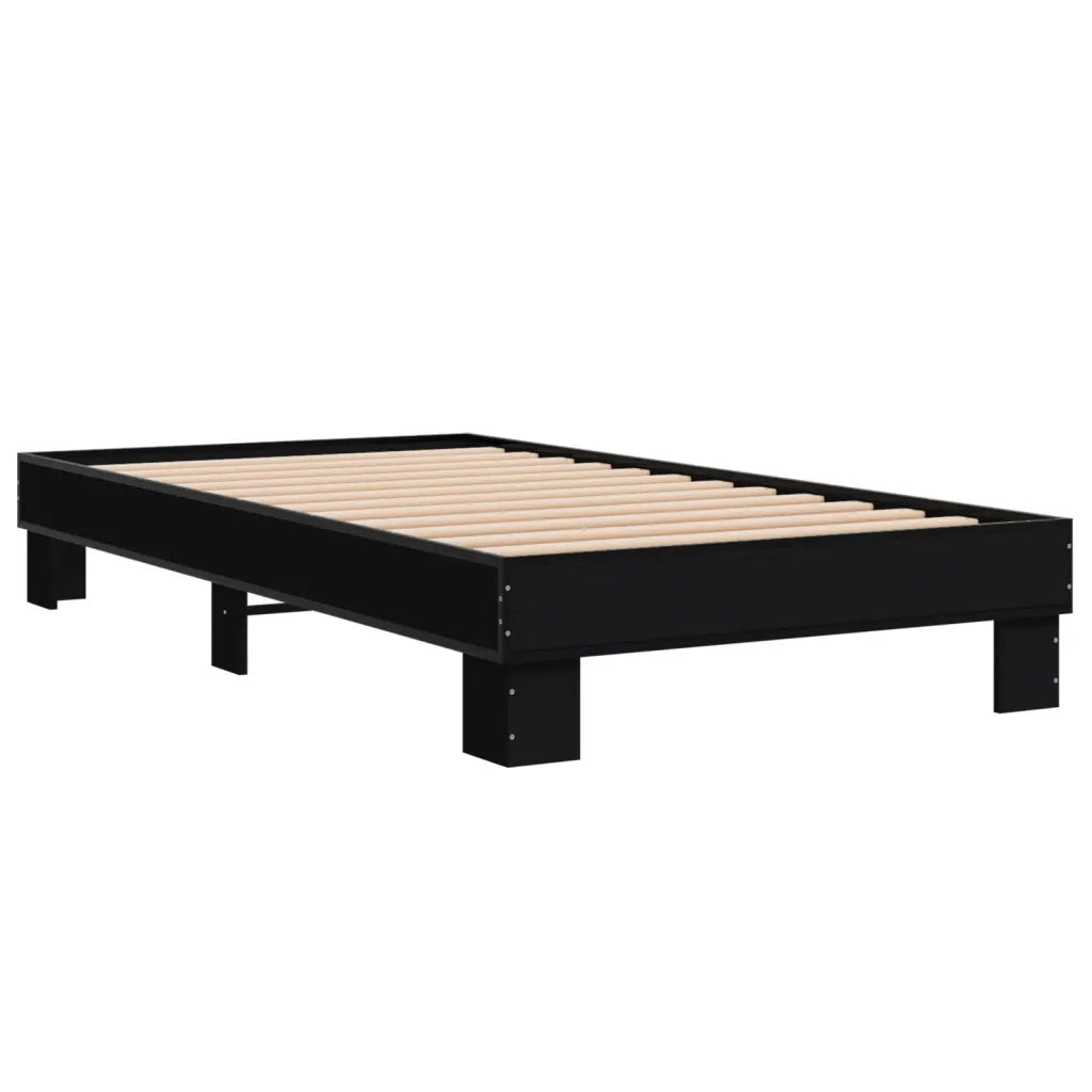 Giroletto-Struttura Letto Nero 75x190 cm in Legno Multistrato e Metallo 854221