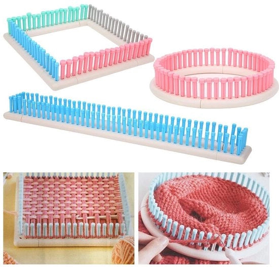 Weefgetto per Adulti - Weefgetto per Bambini - Costruito con Materiale Sostenibile - Incluso Kit di Maglia e Colonne - Adatto per Sciarpe e Cappelli