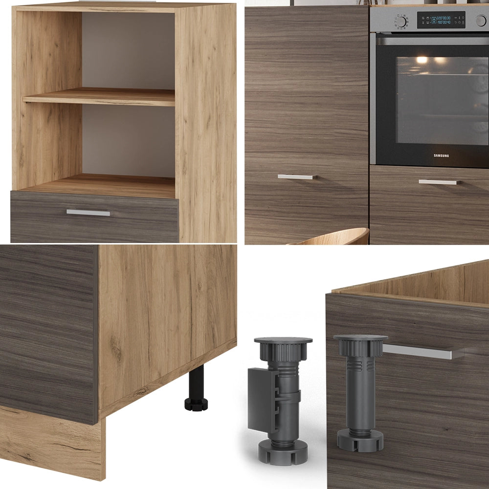 Vicco Cucine componibili piccole Grigio nobile/rovere dorato 180 cm senza piano di lavoro