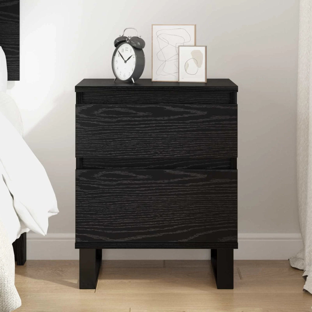 Armadio da Notte Rovere Nero 40 x 35 x 50 cm Legno multistrato