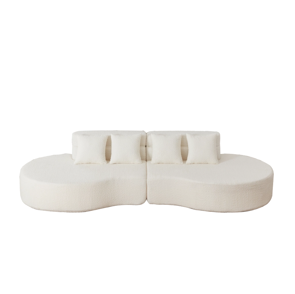 Divano modulare 310x110x65 cm beige, 2 moduli combinabili, memory foam e ciniglia