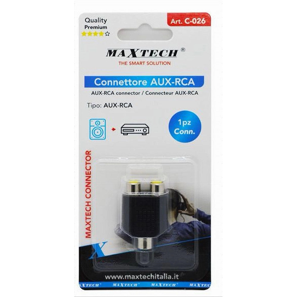 Trade Shop - Connettore Adattatore Splitter Rca Femmina A 2 Aux Rca Femmina Audio Video C-026 -