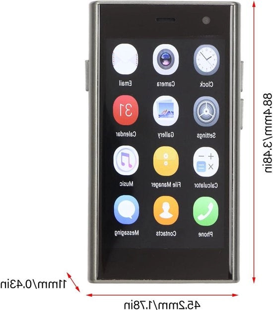 Telefono cellulare mini 3 pollici con schermo 3D, spessore estremamente ridotto, 2 GB di RAM, 16 GB di memoria interna, 03 MP di camera frontale, 2 MP di camera posteriore, senza prezzo di attivazione.
