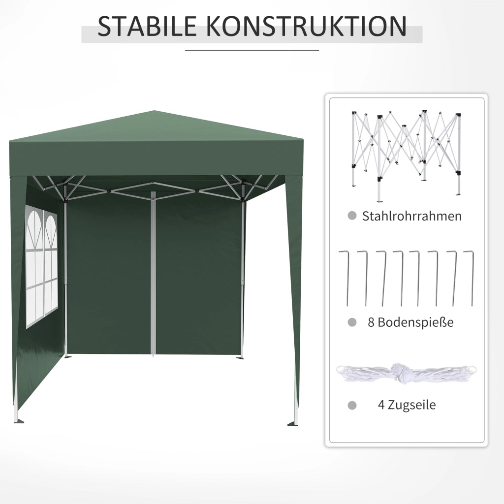 Gazebo pieghevole ¨C zephmum ¨C 2x2m verde scuro metallo