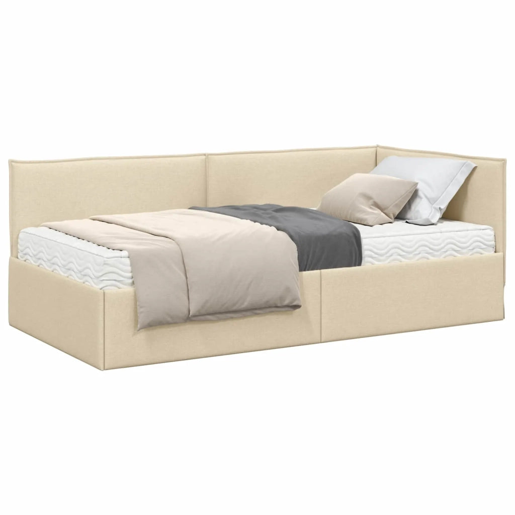 Struttura Letto Angolare con Materasso 2 pz-Giroletto con materasso Crema Velluto 912359