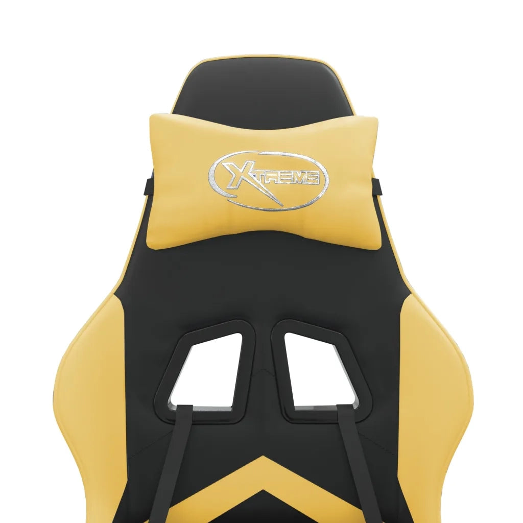 Sedia da Gaming Girevole con Poggiapiedi Nero e Oro Similpelle cod mxl 69031