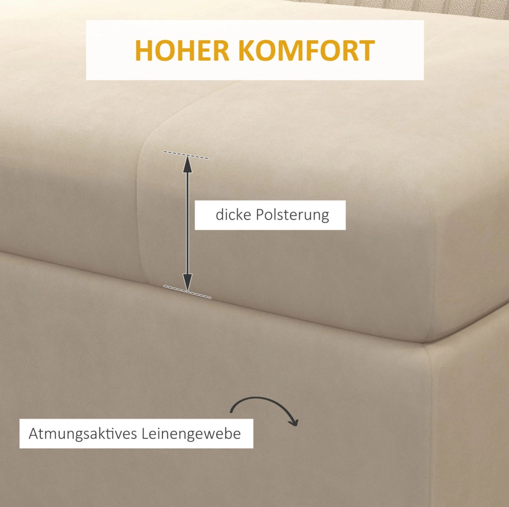 Panca contenitore imbottita beige 110 x 44 x 49 cm