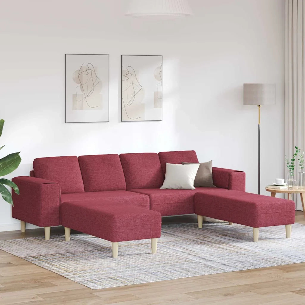 Set di divani 3 pcs Rosso vino Tessuto