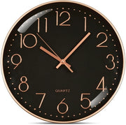 Orologio da Parete, Stile e Senza Scatti, Orologio da Parete a Batterie Ronde, Orologio da Parete Digitale, Design Quartz Moderno, per Salotto, Ufficio, Cucina o Camera da Bambini (Background Nero, 30CM)
