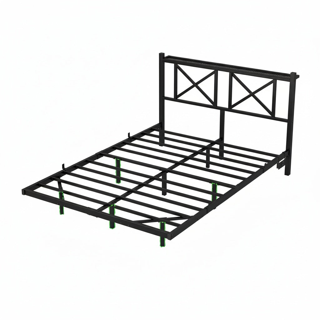 Letto doppio 140x200cm - Xylo - LED USB sospeso facile montaggio