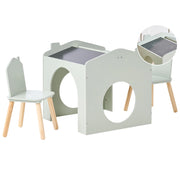 Set da tavolo con sedie a 2 posti per bambini verde chiaro lavagna in MDF legno di pino elegante camera per bambini nursery