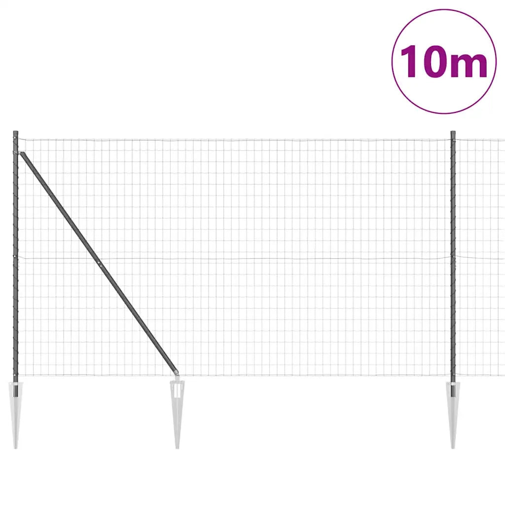 Recinzione con Posto Grigio 1,6 x 10 m Acciaio e PVC 3350641
